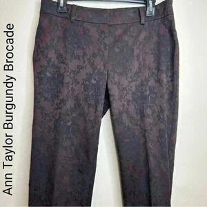 Gorgeous Burgundy  Brocade Ann Taylor Pants. Business Casual Cotton Blend